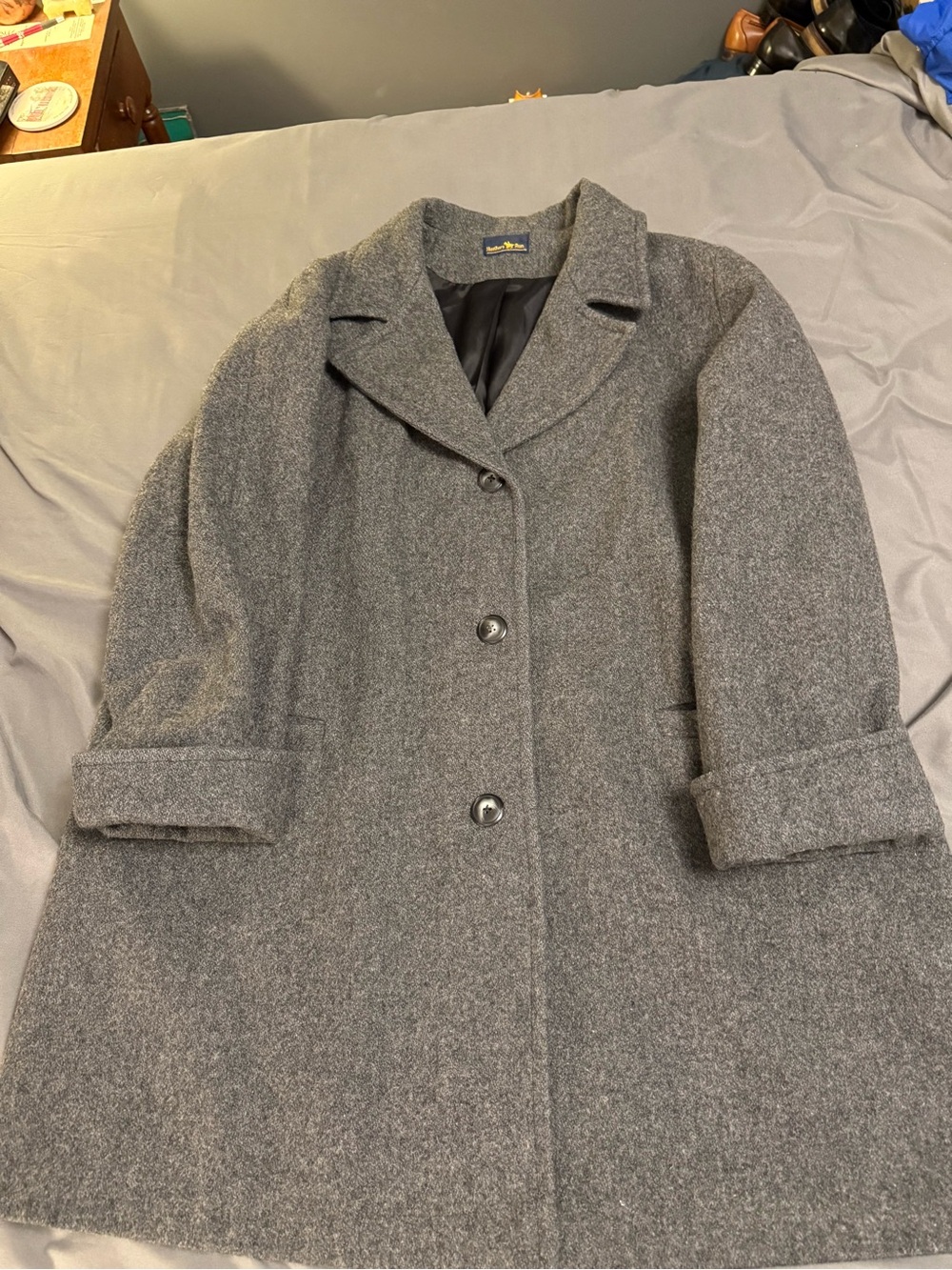 Vintage Hunters Run Gray Wool Car Coat Overcoat Jacket Women Plus Size 3XL USA